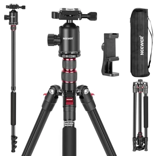 Offre limitée : NEEWER 77" Trépied/Monopode pour DSLR et Smartphone,Panoramique 360°,TP77 | Rotule panoramique 360°, colonne centrale 2 axes, plaque de fixation rapide Arca, sac de transport,charge maximale 15,4 kg de 66.02 € à 70.99 € (-7.53% de remise)