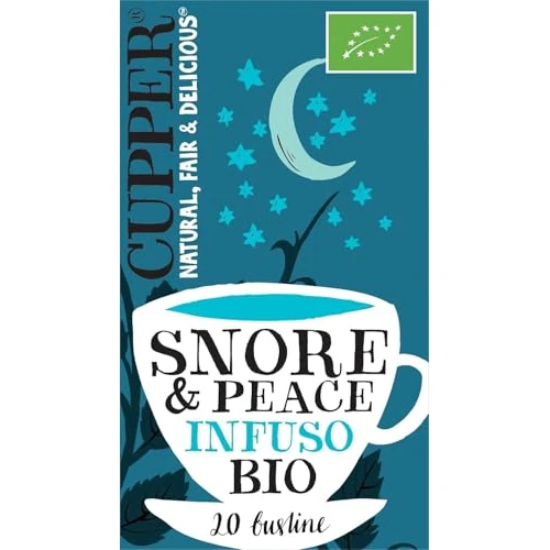 Offerta a tempo: CUPPER Snore & Peace Infuso Camomilla, Melissa e Lavanda, Tisana Profumata e Delicata, Ingredienti da Agricoltura Biologica, Filtri 100% Biodegradabili, Confezione da 20 Bustine - 43% da 3.49 € a 1.99 €