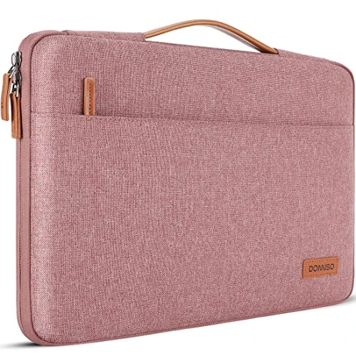 DOMISO Housse Ordinateur 15.6 Pouces,Pochette MacBook Pro 16 M4 M3 M2 Pro/Max,15-16 Pouces HP Lenovo Dell ASUS,Sacs et Housses pour Ordinateur,Sacoche PC Portable Avec Poignée de Transport,Rose