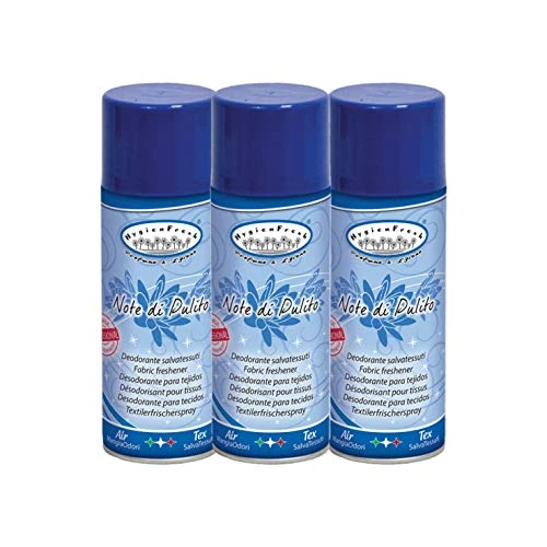 HygienFresh Reinigungsnoten - Spray Professionelle Deodorant Stoffe Zimmer Auto Schubladen Schuhe Schrank Parfüm Hotel Fitnessstudio Wäschezubehör - 3 Stück 400 ml