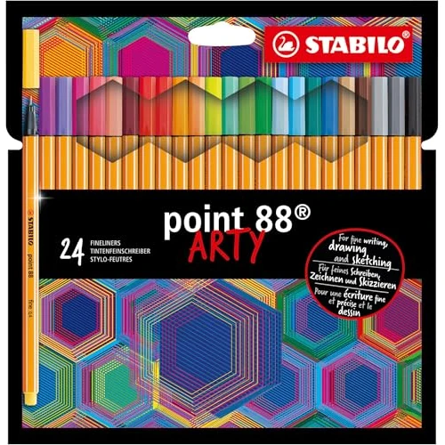 Rotulador punta fina STABILO point 88 - Estuche ARTY con 24 colores