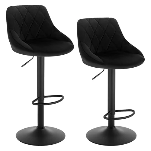 Offerta a tempo: WOLTU Coppia Sgabelli Cucina con Schienale, Regolabile, Velluto Nero - 5% da 109.99 € a 104.49 €