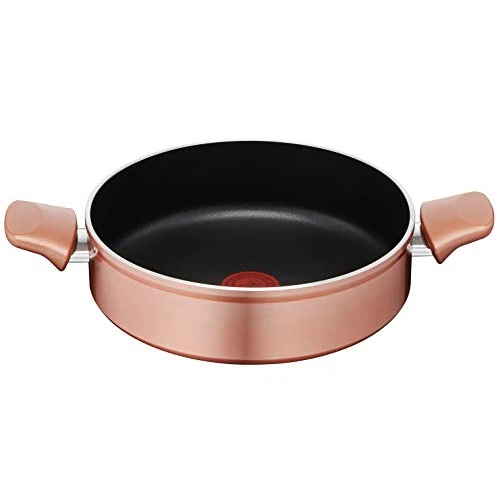 Lagostina Ramata - Cazo de aluminio antiadherente (diámetro 24 cm, exterior efecto cobre, con indicador de cocción termo-señal, revestimiento de titanio, asas de baquelita)