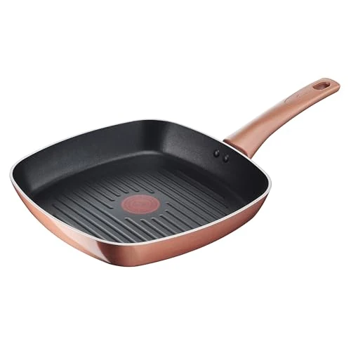 Lagostina Ramata Non-Stick Aluminium Grill 26 x 26 cm with Copper Effect Exterior, Gas Pot and Oven, Easy Titanium Coating, Ergonomic Bakelite Handle