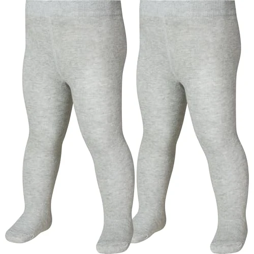 Playshoes Collant termici Unisex - Bambini e ragazzi, Confezione Doppia Grigio/Melange, 74-80