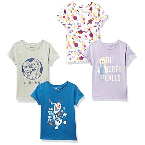 Offerta a tempo: Amazon Essentials Disney | Marvel | Star Wars | Frozen | Princess T-Shirt a Maniche Corte Bambine e Ragazze, Pacco da 4, Grigio/Porpora/Blu/Frozen 2 - più Forti Insieme, 5 Anni - 0.00% da 18.28 € a 18.28 €
