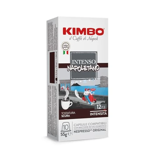 Kimbo Intenso Coffee Capsules, Compatible with Nespresso, 10 Packs of 10 Capsules (Total 100 Capsules)