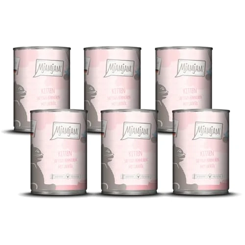 Offerta a tempo: MjAMjAM - cibo umido di alta qualità per gatti - succoso pollo per gattini con olio di salmone, confezione da 6 (6 x 400 g), senza cereali con integratore di carne da 2,4 kg - 36% da 27.49 € a 17.69 €