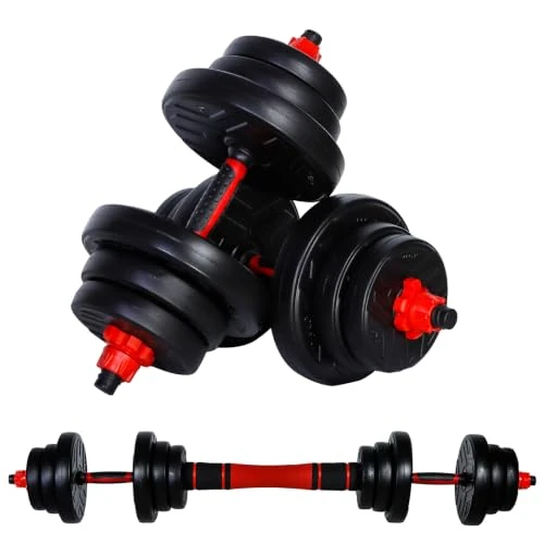 Limited-time offer: CCLIFE 2 in 1 Dumbbell & Barbell Set with Handle Adjustable Dumbbells Weights for Home Gym Exercise, Colour:with connector 2 x 10 KG, black from 89.97 £ to 89.97 £ (save 0.00%)