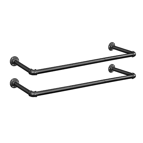 SONGMICS - Perchero de Pared, Barras de suspensión para Ropa de tuberías industriales, Ahorro de Espacio, 92 x 30 x 7,5 cm, Capacidad de 50 kg, fácil instalación