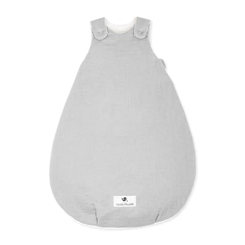 Julius Zöllner Babyschlafsack gefüttert Musselin 2,5 TOG Gr. 50/56 | 100% Baumwollmusselin | Oeko-TEX Standard 100 | grau