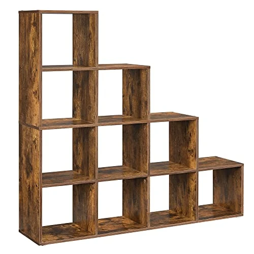 Offerta a tempo: VASAGLE Libreria a 10 Cubi, Scaffale con Scomparti Aperti, Organizzatore per Decorazioni, Cernici per Foto, Piante, Soggiorno Camera da Letto Studio, 29 x 129,5 x 129,5 cm, Marrone Vintage LBC10BX - 15% da 75.99 € a 64.59 €