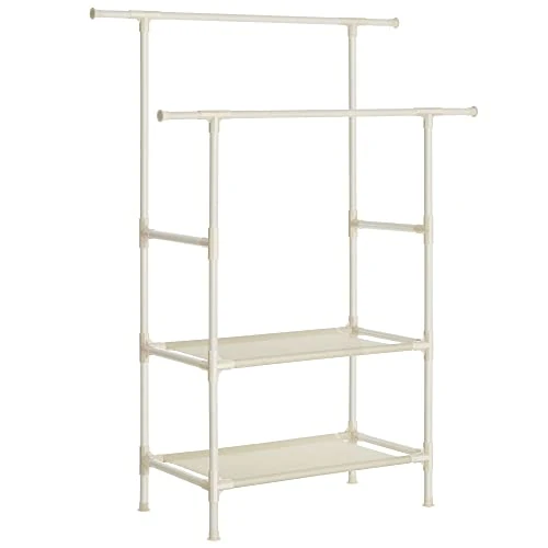 Offerta a tempo: SONGMICS Stand Appendiabiti, Appendiabiti da Terra in Metallo con 2 Barre, 2 Ripiani Portaoggetti, Max Portata 70 kg, Montaggio Facile, Bianco RDR02WT - 24% da 25.99 € a 19.75 €