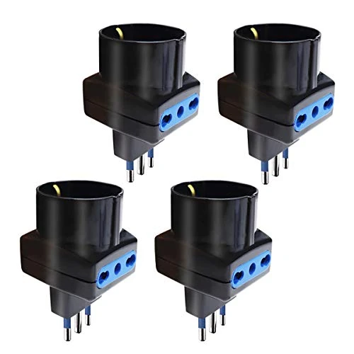 EXTRASTAR 4pcs 16A Schuko Plug to Small Plug Adapter White, black