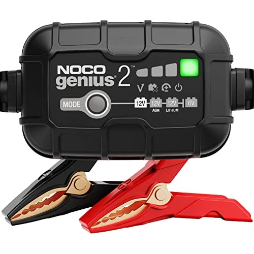 NOCO GENIUS2: Cargador Inteligente de baterías 2A 6V/12V – Mantenedor automático y desulfatador – Protección contra sobrecarga y compensación térmica – para baterías de Plomo y Litio