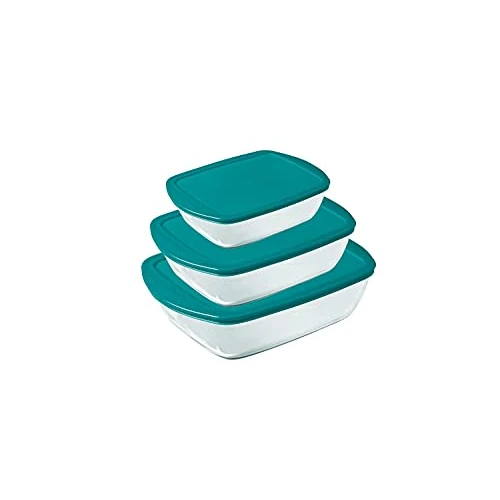 Oferta limitada: Pyrex® Cook & Store - Juego de 3 platos rectangulares de vidrio con tapas (0,4l, 1,1 l y 2,5 l) - Libre de BPA de 38.95 € a 23.98 € (ahorro 38%)