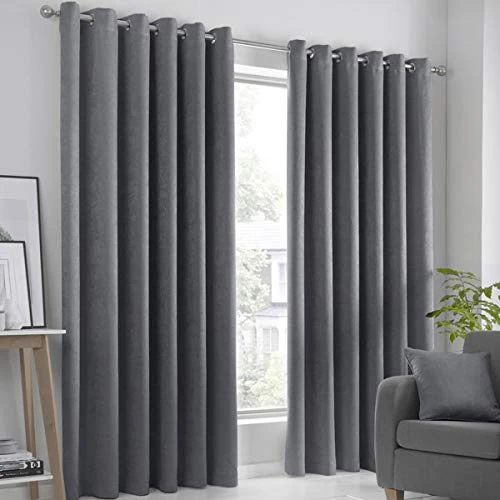 Tijdelijke aanbieding: Fusion Strata Geweven Gordijn met Oogjes, Houtskool, 168 x 183 cm, 100% Polyester, B 168 cm (66 inch) x D183 cm (72 inch) van 28.26 € naar 20.91 € (26% korting)