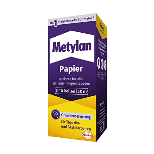 Metylan Pasta para papel pintado Metylan Papier, pasta fuerte para papel pintado ligero, normal y pesado, 1 x 125 g de pasta para empapelar y hacer manualidades sin conservante