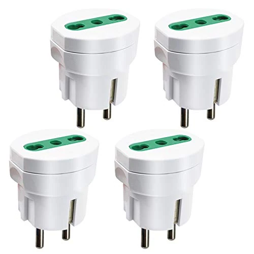 Tijdelijke aanbieding: EXTRASTAR 4-pack Italiaanse contactdoos (10/16A) geaarde stekker voor reizen in Duitsland, Spanje, Portugal, Oostenrijk, Griekenland, Turkije van 19.00 € naar 19.00 € (0.00% korting)