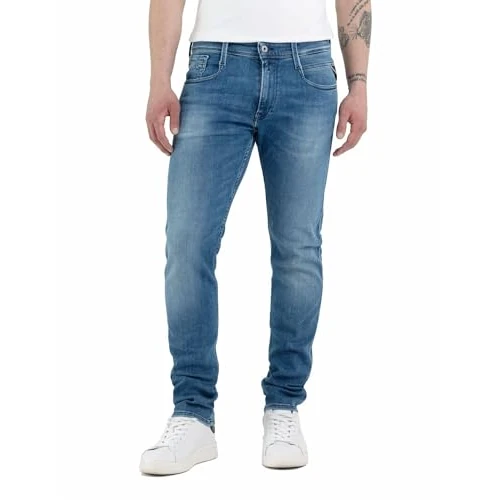 Offre limitee: Replay Herren Jeans Anbass Slim-Fit mit Comfort Stretch, Bleu Moyen 009 (Blau), 38W / 32L de 99.00 EUR a 57.70 EUR (economie 42%)