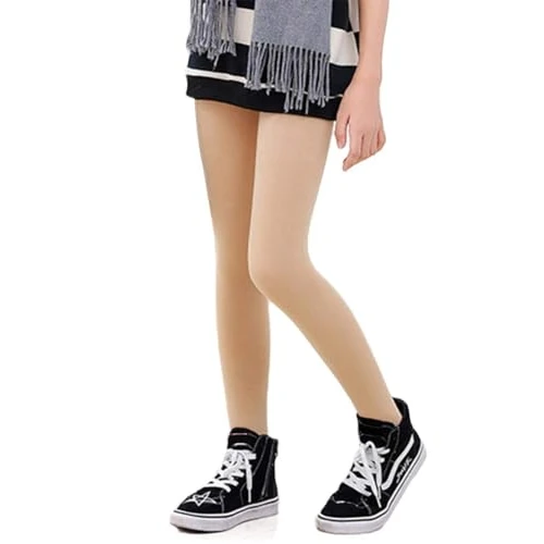 LOLANTA Mädchen Winter Strumpfhose Dickes Fleece Gefüttert Dehnbar Weiche Strumpfhose Schuluniform, Hautfarbe, 9-11 Jahre, L