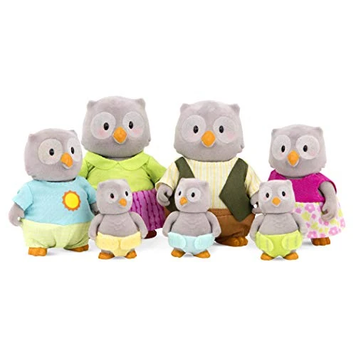 Li'L Woodzeez Figuras búho Animal Familia McHoot - 7 Figuras de Animales Suaves con los Padres y los niños - los Animales en un Conjunto (7 Piezas) Juguetes a Partir de Tres años de Edad