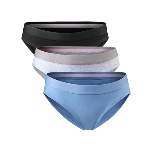 DANISH ENDURANCE Damen Bikini Slip aus Bio-Baumwolle, 3 Pack, Schwarz, Grau, Blau, Unterhose (Mehrfarbig (1x Schwarz, 1x Grau, 1x Blau), Medium)