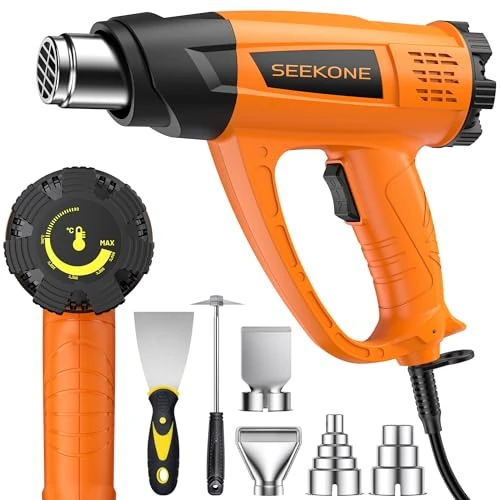 Oferta limitada: SEEKONE Pistola de Aire Caliente 2000W, Pistola de Calor Control de Temperatura Variable de 60℃ a 600℃, Decapador con Protección Contra Sobrecarga, 7 Accesorios, para Decapar, Soldar y Encoger de 28.99 EUR a 28.99 EUR (ahorro 0%)