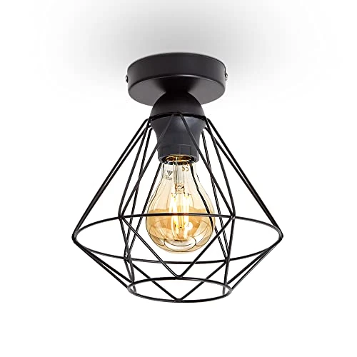 Limited-time offer: B.K.Licht Industrial Ceiling Light, E27 Socket, Bulb not Included max 40W, Diameter 22cm/8.66in, Vintage Lamp for Living Room, Dining Room, Kitchen, Black Metal, Retro Style IP20 from 29.28 £ to 29.28 £ (save 0.00%)