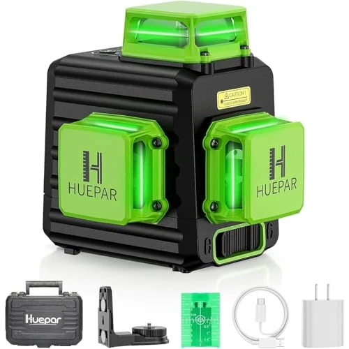 Offerta a tempo: Huepar B03CG 3x 360° Livella Laser 12 Linee Verde 45m con Modalità Impulso, con Batteria al Litio Ricaricabile USB, 3D Linea a Croce Orizzontale/Verticale, Base magnetico - 16% da 179.99 € a 151.19 €