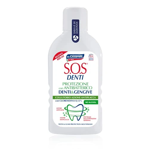 Offerta a tempo: S.O.S Denti Dr Ciccarelli, Collutorio con Clorexidina, Collutorio Specialistico, Protegge le Gengive e Limita la Formazione della Placca Batterica, 100% Made in Italy, Flacone 400 ml - 0.00% da 5.20 € a 5.20 €