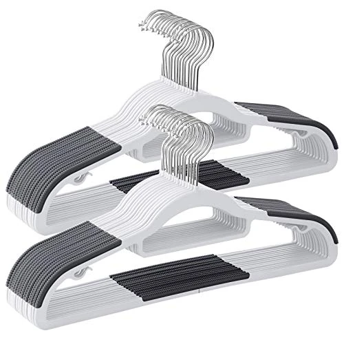 Limited-time offer: SONGMICS Pack of 30 Plastic Clothes Hangers, Non-Slip Space-Saving, Thickness 0.5 cm, Length 42 cm, 360° Hook, Metallic Grey, White and Dark Grey CRP20WG30 from 20.49 GBP to 14.44 GBP (save 30%)