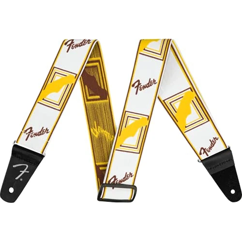 Offerta a tempo: Fender, Weighless Monogram Tracolla per chitarra e basso, 5cm Larghezza, Bianco Giallo Marrone - 0.00% da 21.90 € a 21.90 €