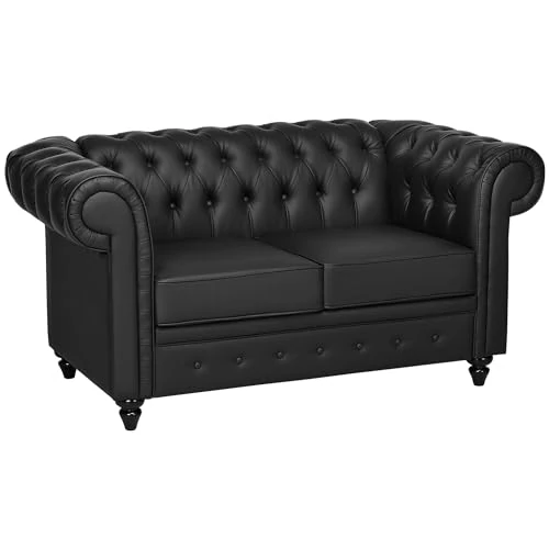 Oferta limitada: homcom - Sofá Chesterfield de Dos plazas Acolchado de Piel sintética, Color marrón Oscuro, 160 x 84 x 80 cm de 617.99 EUR a 617.99 EUR (ahorro 0%)