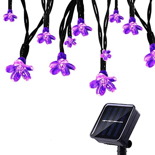 Offerta a tempo: Tuokay 7M 50 LED Luci da Esterno Formato di Fiore Luci Decorazioni Catene Luminose Solare per Giardino Patio Albero (Viola) - 20% da 19.99 € a 15.99 €