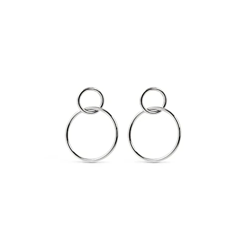 SINGULARU - Orecchini Sister. Ottone con Placcatura Rodio. Chiusura a Pressione. Gioielli da Donna