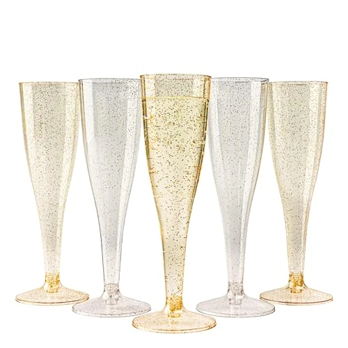 Oferta limitada: MATANA 120 Copas de Champán de Plástico con Brillos Dorados y Plateados, 133ml - Copas de Cava para Vino Espumoso, Cóctel, Postre - Copas Champagne Plastico para Bodas, Fiestas de 36.99 € a 36.99 € (ahorro 0.00%)