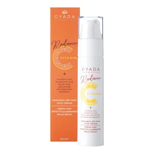GYADA COSMETICS, Radiance Dry Skin Face Cream, Crema Viso Illuminante Pelli Secche, Azione Antiossidante e Idratante, Contrasta i Segni dell'Età e d'Espressione, a Base di Vitamina C, 50 ml