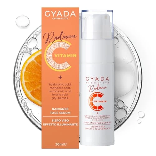 Offerta a tempo: GYADA COSMETICS, Radiance Face Serum, Siero Viso Illuminante, Idratante, Contrasta Segni dell'Età, Discromie Cutanee, Segni d’Espressione, Eccesso di Sebo, a Base di Vitamina C, 30 ml - 57% da 30.90 € a 13.21 €