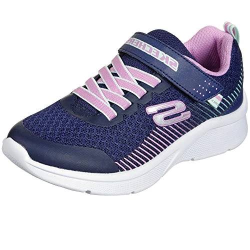Offre limitée : Skechers Fille Microspec, Navy Mesh Lavender Mint Trim, 30 EU de 46.45 € à 46.45 € (0.00% de remise)