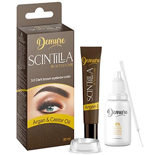 Offerta a tempo: Tinta per Sopracciglia kit, colorante con olio di argan e di ricino, protegge, ripristina stimola la crescita delle sopracciglia (3.0 Marrone scuro) - 35% da 14.50 € a 9.40 €