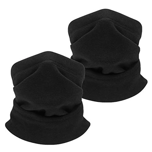 TAGVO 2 Pack Thermal Fleece Neck Warmer, Winter Soft Thick Fleece Lining Scarf Tube Elastic Neck Gaiter Windproof Skiing Ear Neck Warmer Balaclava Hood Mask for Men and Women - Universal Size