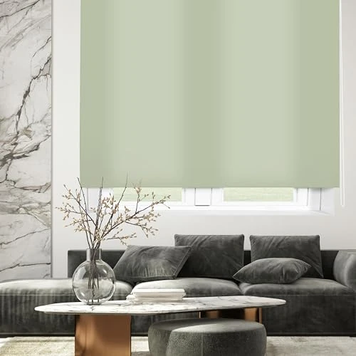 Offerta a tempo: Blindecor Ara | Tenda a rullo traslucida tinta unita - Verde pastello, 80 x 175 cm (Larghezza x Altezza) | Dimensioni del tessuto 77 x 170 cm | Tenda per interne - 17% da 27.36 € a 22.72 €