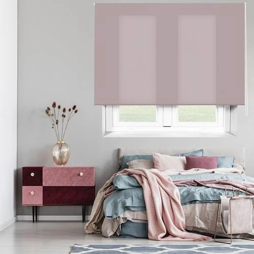 Blindecor Ara | Estor enrollable translúcido liso - Morado pastel, 80 x 175 cm (ancho por alto) | Tamaño de la Tela 77 x 170 cm | Estores para ventanas