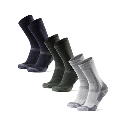 DANISH ENDURANCE Merino Wandersocken, Sommer Trekkingsocken, Unisex, Herren, Damen & Kinder, 3 Paar, Mehrfarbig (Marineblau, Grau, Grün), 39-42