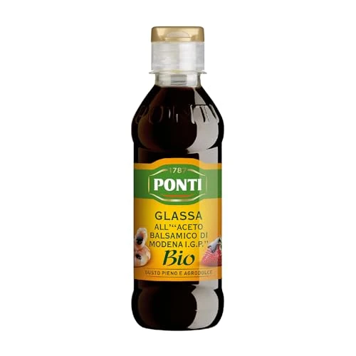 Offerta a tempo: Ponti, Glassa Biologica all'Aceto Balsamico di Modena I.G.P., Ideale per Insaporare Piatti a Base di Carne, Pesce e Verdure, Ottima per Decorare Dolci, Gusto Pieno e Agrodolce, 250 g - 49% da 3.29 € a 1.69 €