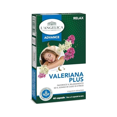Offerta a tempo: L'Angelica Advance, Valeriana Plus, Integratore Rilassante, Con Valeriana, Vegano, Senza Lattosio, 1 Confezione da 40 Capsule - 0.00% da 3.49 € a 3.49 €