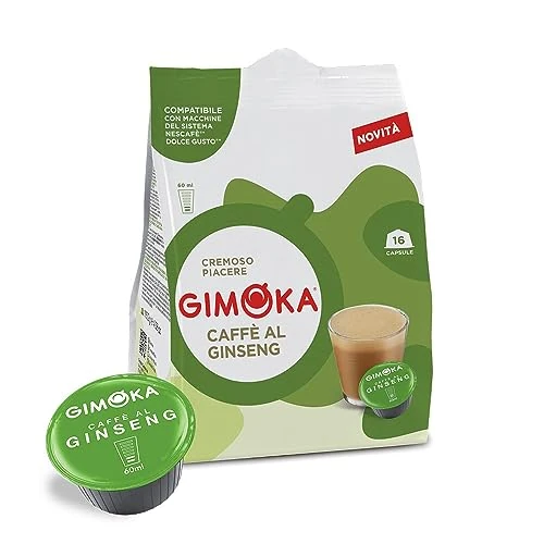 Gimoka - 16 Kapseln kompatibel mit Nescafé®* Dolce Gusto®* - Ginseng Kaffee - Made in Italy