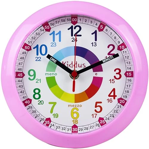 Zeitlich begrenztes Angebot: Kiddus Wanduhr Kinder & Lernuhr, 20cm Uhr für Kinderzimmer, Jungen & Mädchen, Lautlos ohne Ticken, Markierte Zeiger (Stunde & Minute), Pädagogisches Design - 02 Rosa IT 20cm von 12.95 € auf 12.95 € (0.00% Rabatt)