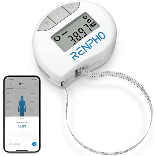 Offerta a tempo: RENPHO Metro a Nastro Smart per Misurazione del Corpo con App Tramite Bluetooth, per Misurare Varie Circonferenze del Corpo, Aumento Muscolare, Risultati di Fitness e Bodybuilding, in Pollici e CM - 45% da 39.99 € a 21.96 €